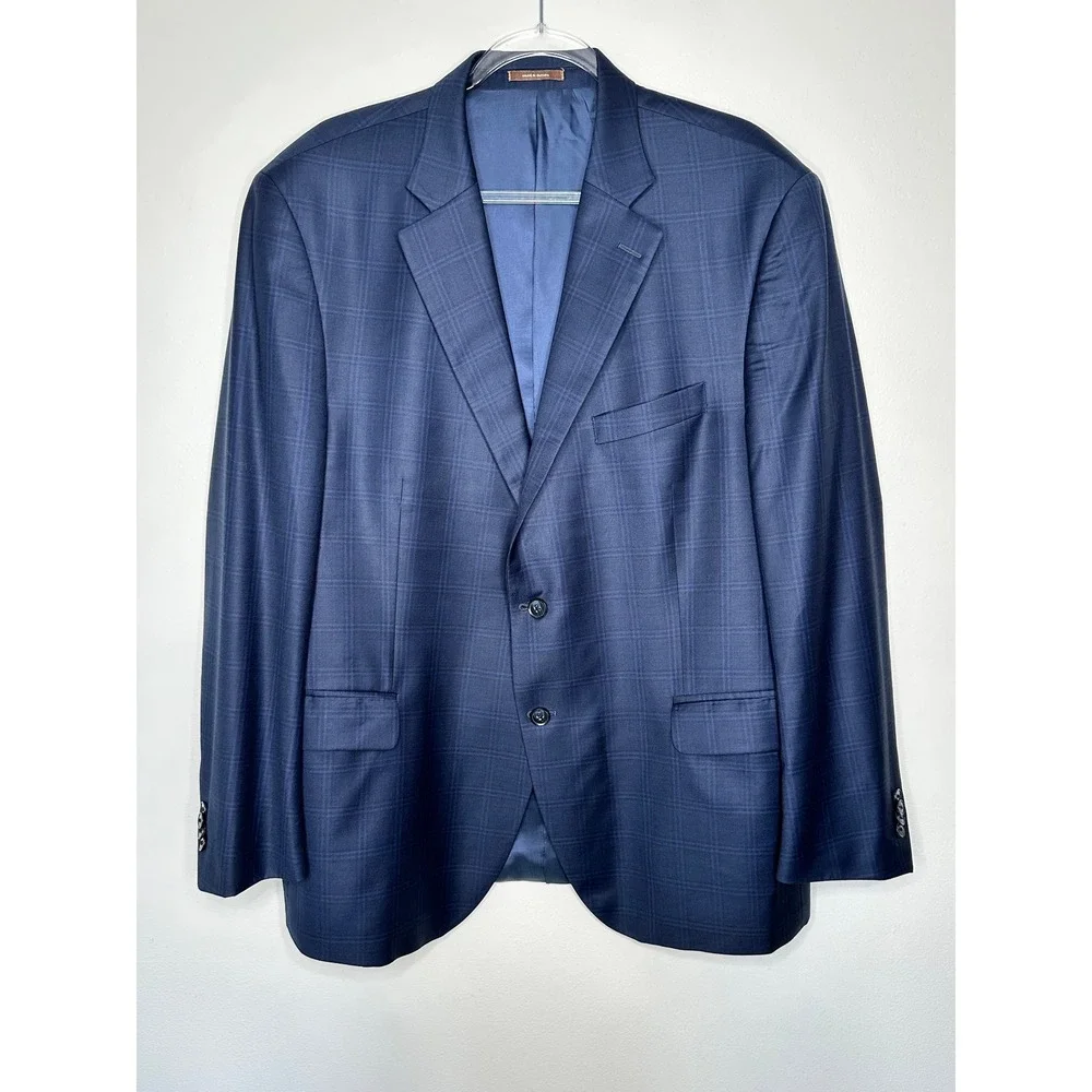 Peter Millar Sport Coat 46R Blue Plaid Pure Virgin Wool 2-Button Blazer Canada